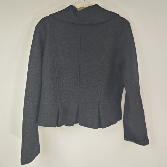 Black Wool Crop Coat Essentials by ABS Womens Sz M - Picture 3 of 5